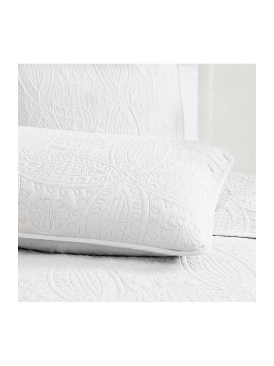 To megalo pazari Set Coverlet Queen Size Cotton White 220x240cm 3pcs