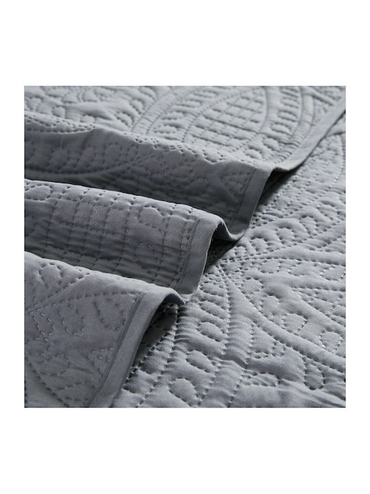 To megalo pazari Set Coverlet Queen Size Cotton Dark Grey 220x240cm 3pcs