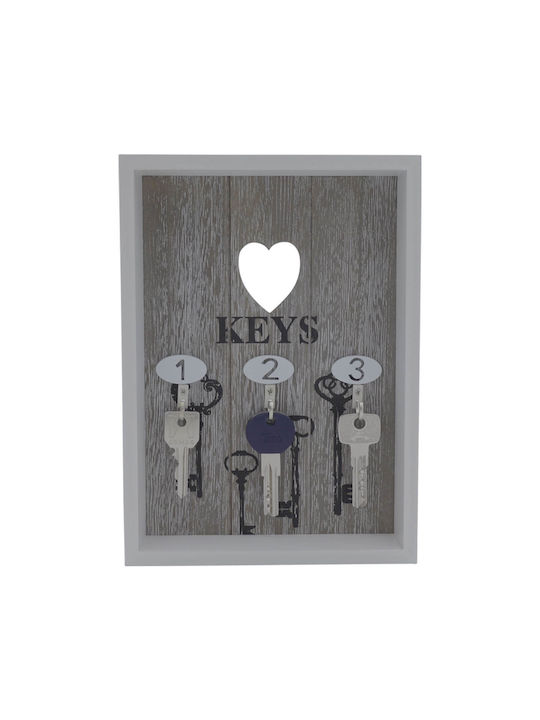 Suport de chei de perete din lemn, gri, modelul Uncle George 05.02.01-0004-GREY, dimensiuni 18x4x25cm