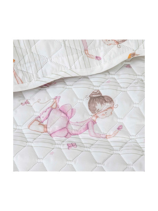 Borea Set Kids Quilt Single with Pillowcase Ballerina White 160x220cm