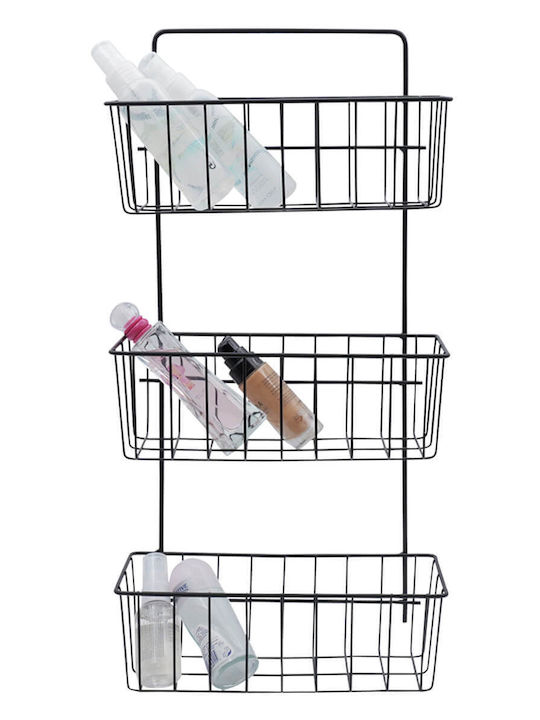 Uncle George Wall Mounted Bathroom Shelf Metallic 24x10x51cm Black