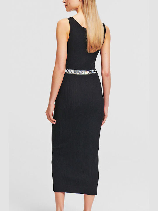 Karl Lagerfeld Dress Knitted with Slit Black