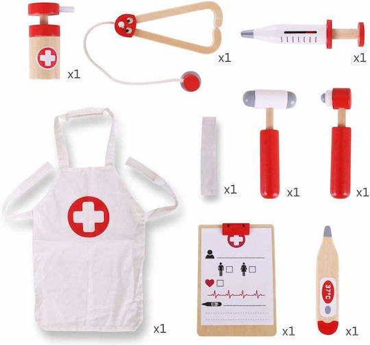 Big Jigs Valiză De Doctor Din Lemn Pentru 3+ Ani 10 Bucăți