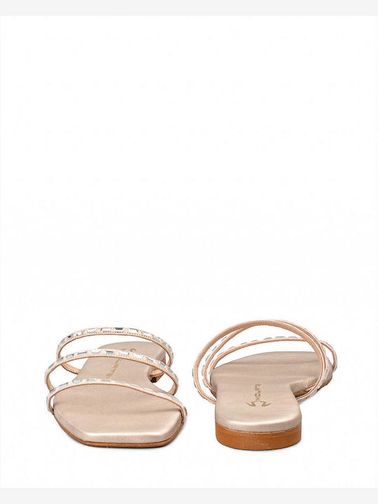 Flache Sandalen für Damen in Gold Farbe