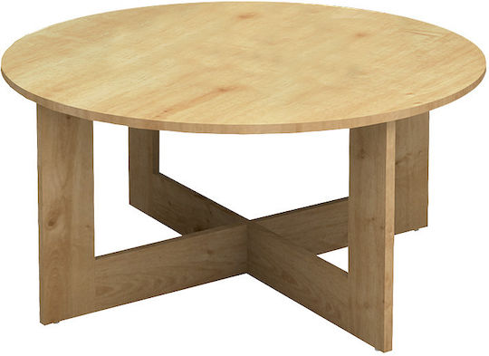 Rundes Zentral Kaffeetisch Kati Holz Natur Eiche M80xL80xH42cm