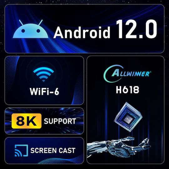 H96 Max TV Box H96MAX-M6 4K UHD with WiFi USB 2.0 4GB RAM and 4GB Storage Space with Operating System Android and Google Assistant