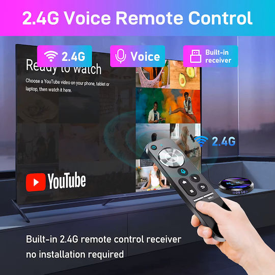 H96 Max TV Box H96MAX-M6 4K UHD with WiFi USB 2.0 4GB RAM and 4GB Storage Space with Operating System Android and Google Assistant