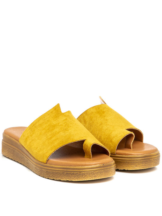 Adam's Shoes Women's Flat Sandals Flatforms in Yellow Color