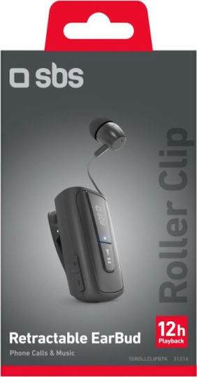 SBS TEROLLCLIPBTK In-ear Bluetooth Handsfree Ακουστικό Πέτου Μαύρο