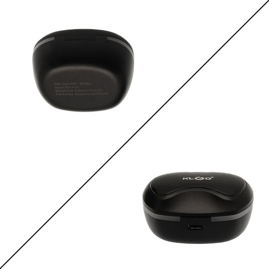 KLGO HK-80BL Earbud Bluetooth Handsfree Ακουστικά με Αντοχή στον Ιδρώτα και Θήκη Φόρτισης Μαύρα