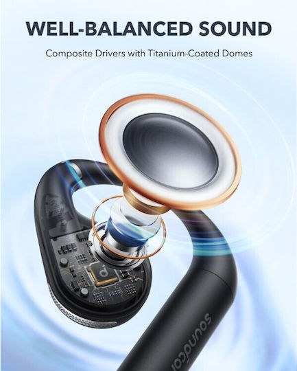 Soundcore by Anker AeroFit Open Ear Bluetooth Handsfree Earphones with Sweat Resistance and Charging Case Midnight Black