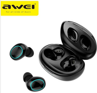 Awei T60 In-ear Bluetooth Handsfree Ακουστικά με Θήκη Φόρτισης Μαύρα