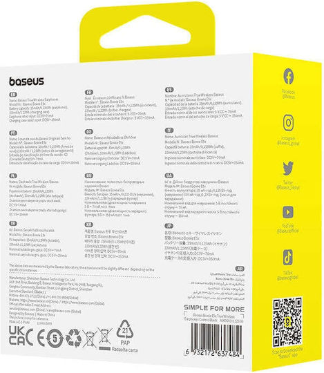 Baseus Bowie E5x Earbud Bluetooth Handsfree Earphones with Charging Case Black