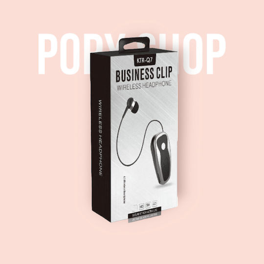 KTR-Q7 In-ear Bluetooth Handsfree Ακουστικό Πέτου Ασημί