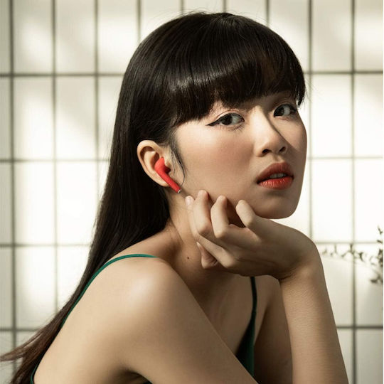 Defunc True Go Slim Earbud Bluetooth Handsfree Earphones with Sweat Resistance and Charging Case Red