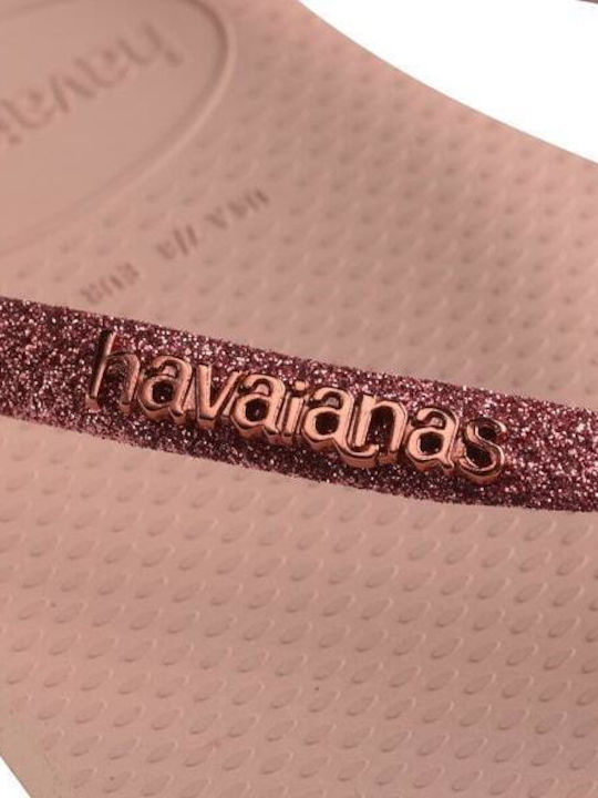 Slim Glitter II Flip Flops In Rose Gold Colour