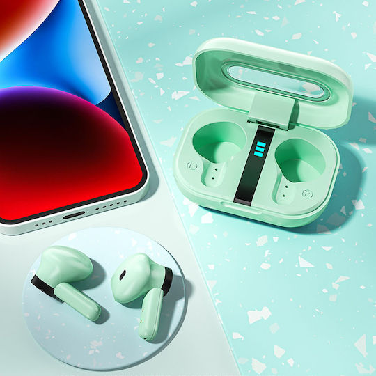 WK Va06 Earbud Bluetooth Handsfree Ακουστικά με Θήκη Φόρτισης Πράσινα