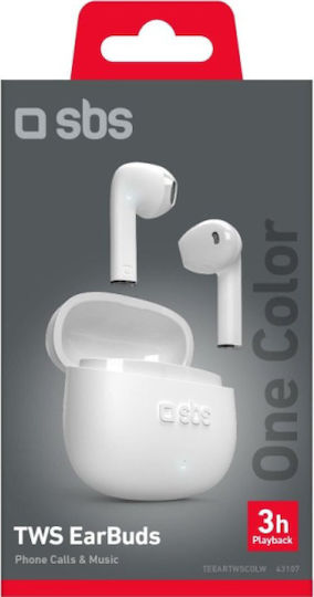 SBS One Color Earbud Bluetooth Handsfree Ακουστικά με Θήκη Φόρτισης Λευκά
