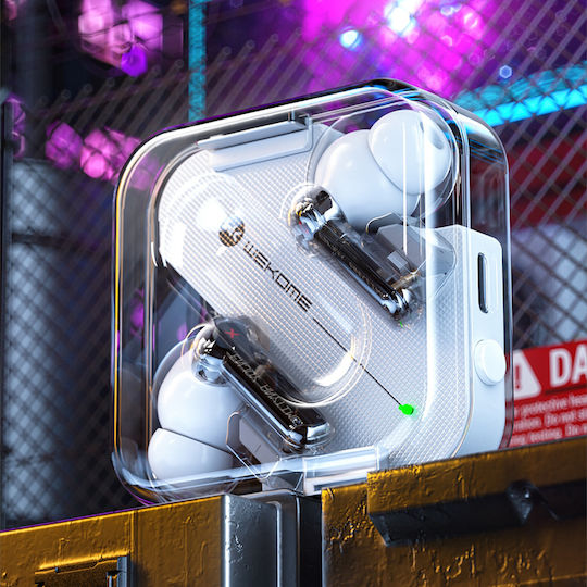 WK V51 In ear Bluetooth хендсфри Слушалки с Кутийка за Зареждане Бял