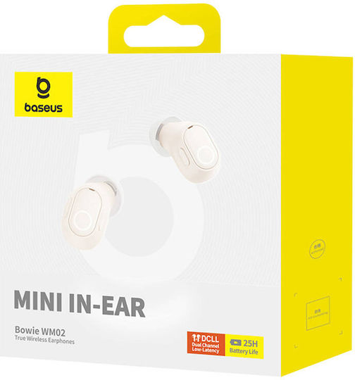 Baseus Bowie Wm02 Tws In-ear Bluetooth Handsfree Earphones with Charging Case Creamy White