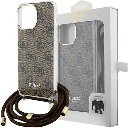 Guess Back Cover Πλαστικό με Λουράκι Καφέ (iPhone 15 Pro)