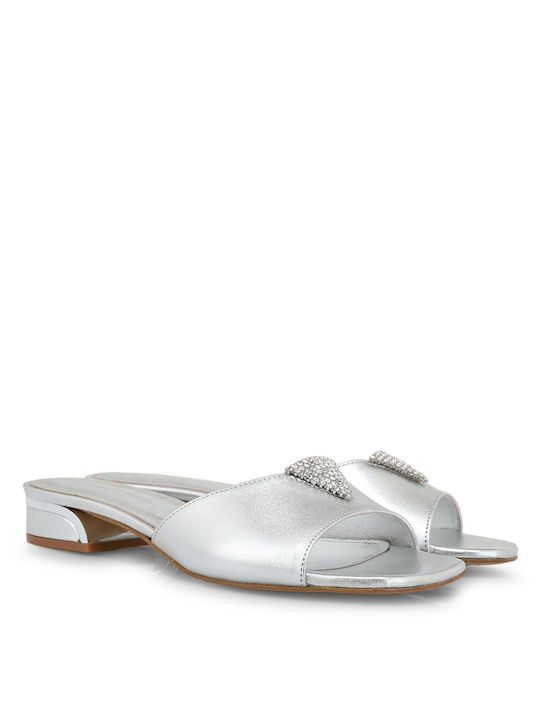 Tsakiris Mallas Heel Leather Mules Silver