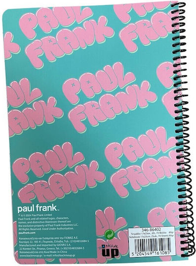 Spiral Notebook Bmu Paul Frank B5 17x25 2-subject 70 sheets 1995-logo Girl 346-86402 Paul Frank
