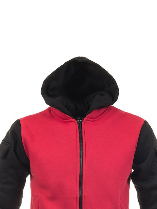 Senior Men's Sweatshirt Jacket with Hood and Pockets Red