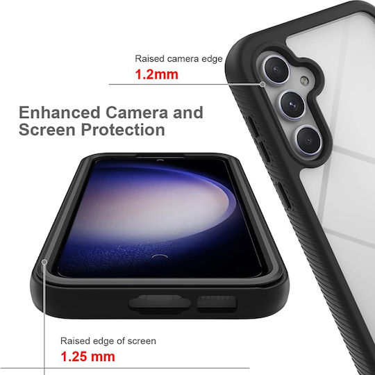 Techsuit Pro Back Cover Σιλικόνης Σετ με Τζαμάκι Μαύρο (Galaxy S23 FE)