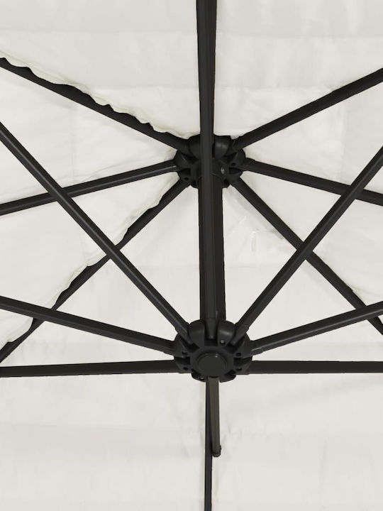 Round Metal White Garden & Terrace Parasol 2.48m