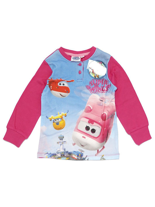 Mara-M Pijama pentru copii De iarnă De bumbac Fuchsia Super Wings