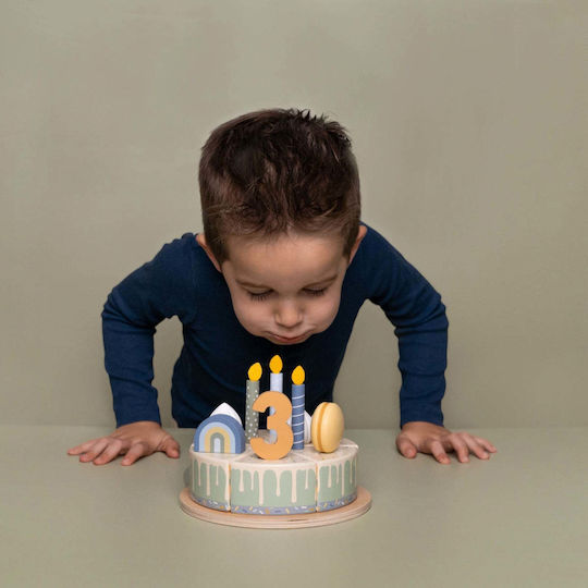 Little Dutch Τούρτα με Κεράκια, Μπλε από Ξύλο για 3+ Ετών 6τμχ