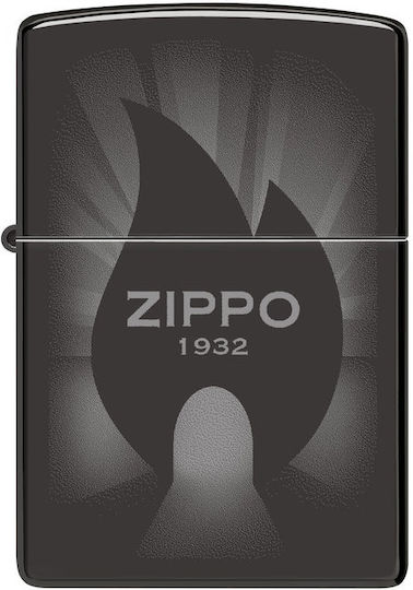 Zippo 46175 Radiant Zippo Flame Logo Steel Μαύρο