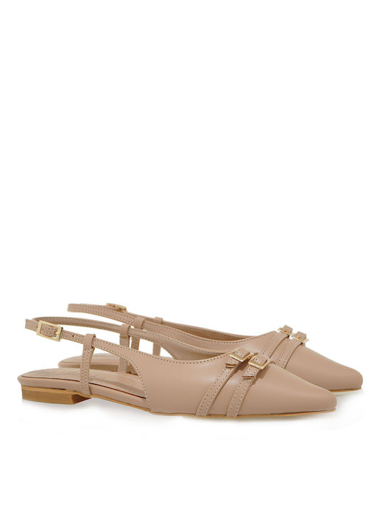 Laminta Synthetic Leather Beige Low Heels