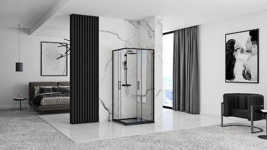 Rea Καμπίνα Ντουζιέρας 80x190cm Black