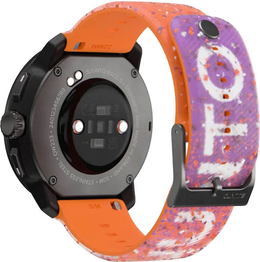 Suunto Race S Stainless Steel 45mm Waterproof Smartwatch with Heart Rate Monitor (Power Orange)