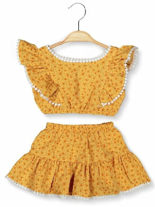 Cumino Kids Set with Skirt Summer 2pcs Yellow