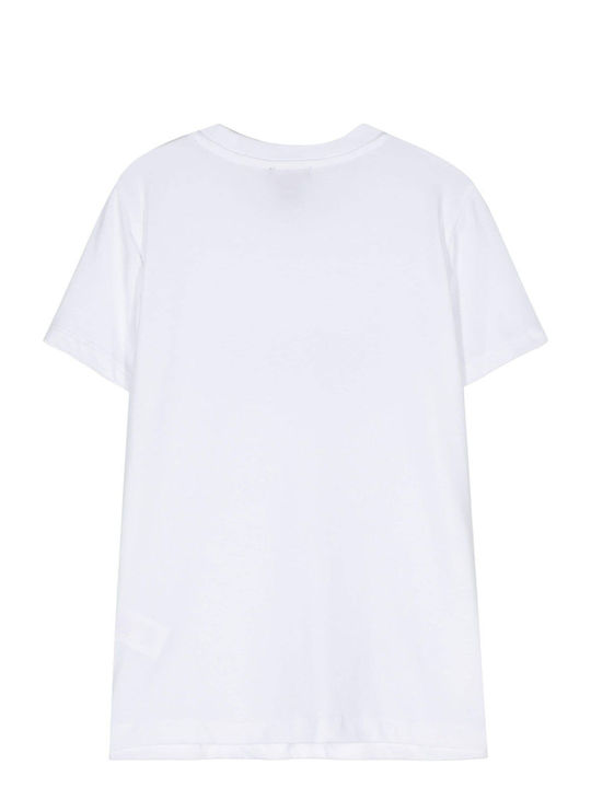 DKNY Logo Women's Blouse Cotton Short Sleeve White