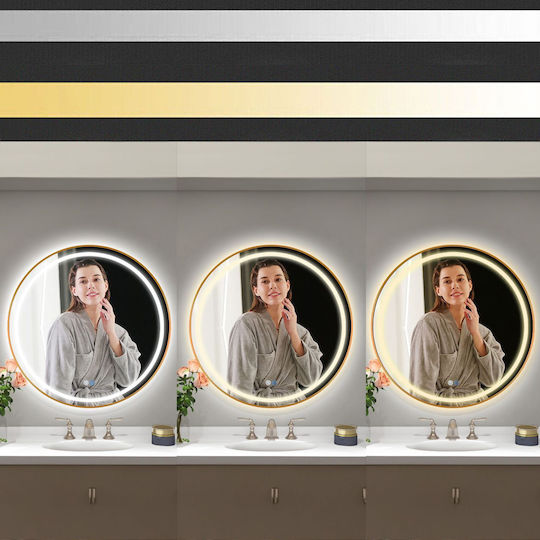 Tutumi Кръгло Огледало За Баня LED От Пластмаса 50x50см Розово