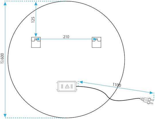 Tutumi Round Bathroom Mirror Led 60x60cm