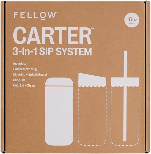 Set termos Fellow Carter + 3 capace alb mat 473 ml