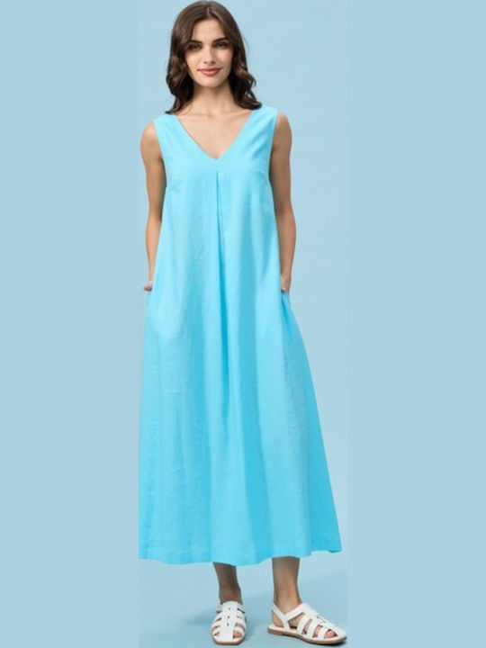 Sommer Midi Damenkleid Hellblau