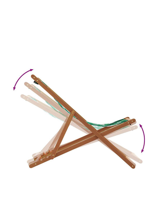 Deckchairs Wooden with Green Fabric 2pcs 62x98x62cm