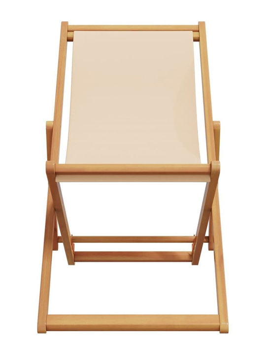Deckchairs Wooden with Beige Fabric 2pcs 62x98x62cm