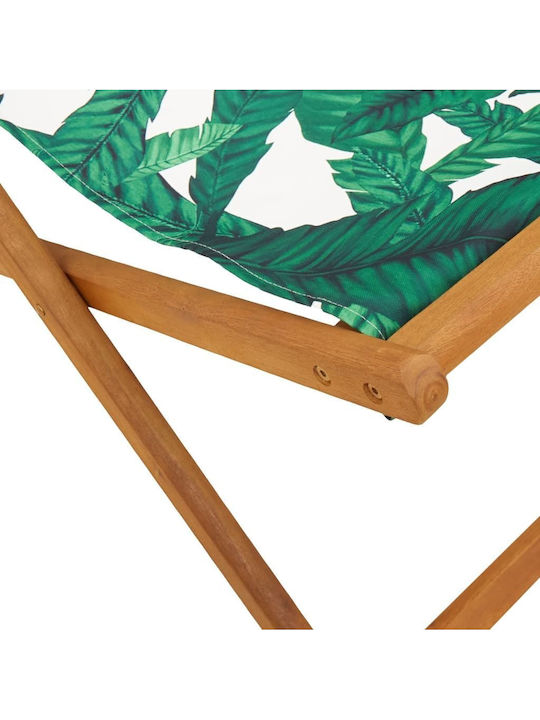 Deckchairs Wooden with Green Fabric 2pcs 62x98x62cm