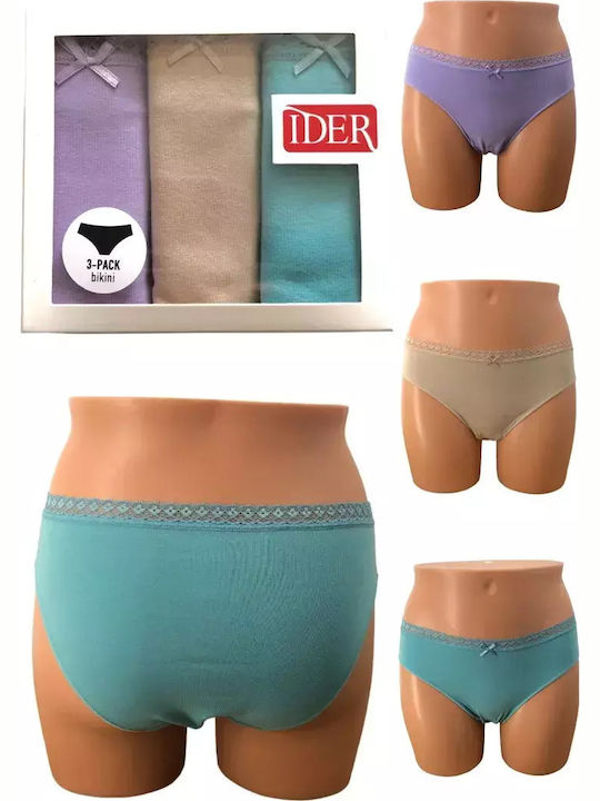 Βαμβακερά Women's Slip 3Pack with Lace Lilac