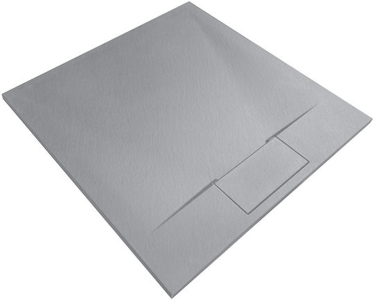 Rea Pătrată Duș din piatră artificială 90x90cm Gri