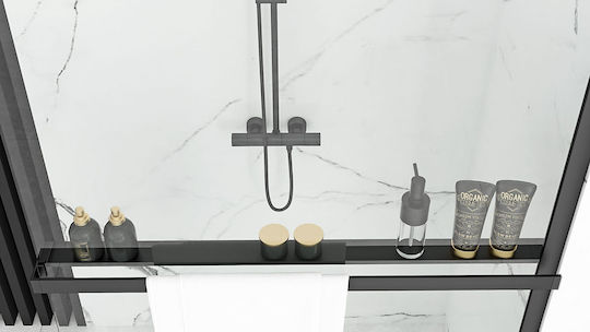 Towel Rack Evo Black Shelf Shower Walls