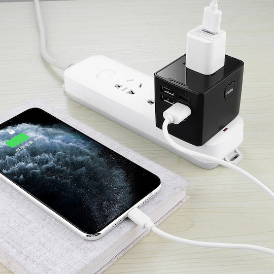 Techsuit Steckdosenadapter in Universal mit 4 USB-Steckdosen