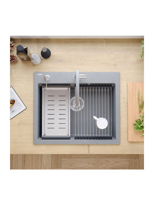 Quadron Drop-In Chiuvetă din Granit Sintetic L59.5xW50cm Gri